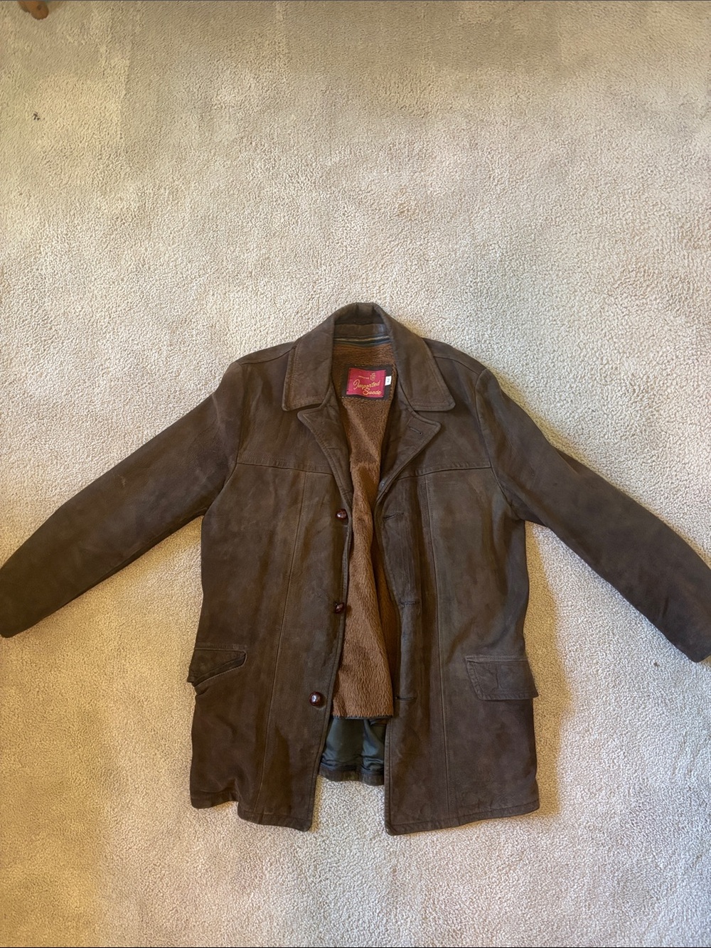 Men's Brown Suede Trench Coat - Classic Casual Outerwear